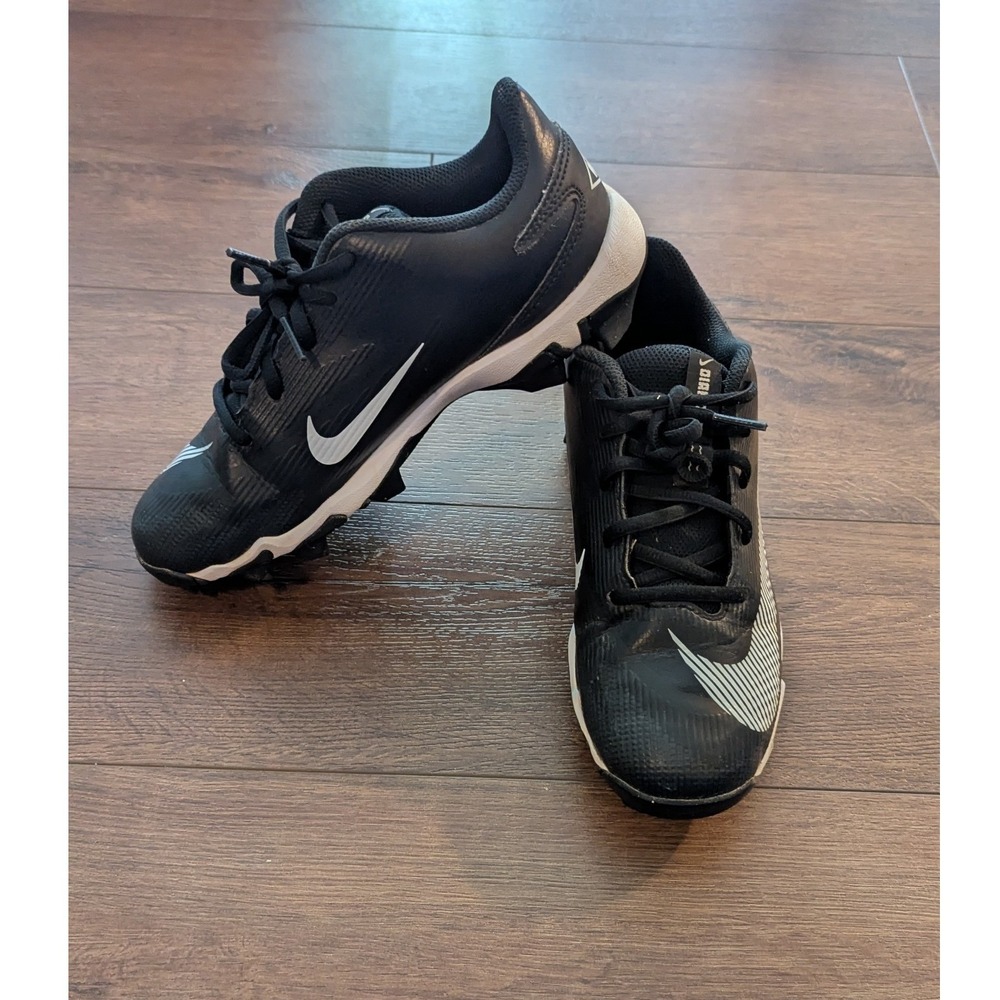 Nike Alpha Huarache 4 Keystone Kids Baseball Cleats Black White IQ1048-001 5.5Y
